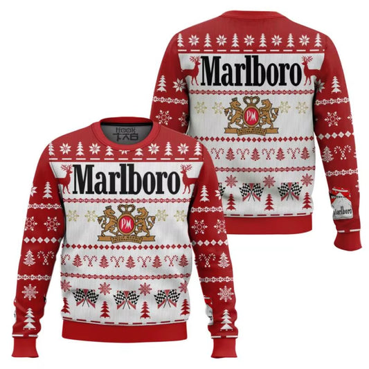 Marlbo Funny Cigarette Ugly Christmas Sweater - Cozy Oversized Pullover for Men & Women, Perfect Holiday Gift 2026!