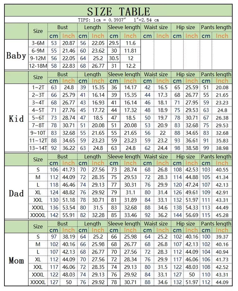 Matching Family Christmas Pajamas Set - Father, Mother, Kids, and Baby Top & Pants for Festive Homewear