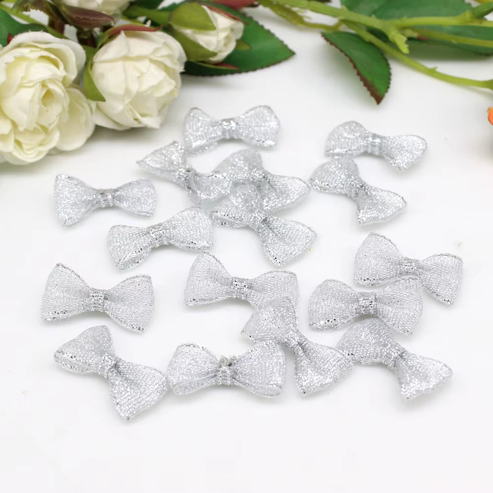 50Pcs Handmade Gold & Silver Ribbon Bows - Perfect for Wedding Invites & Craft Embellishments (15mm-30mm)