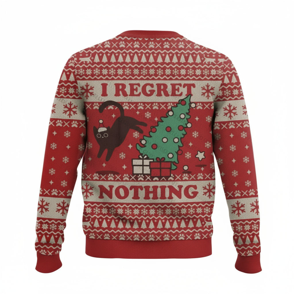 On the Naughty List & Loving It! Funny Cat Ugly Christmas Sweater for Men & Women - Perfect Holiday Pullover for 2026