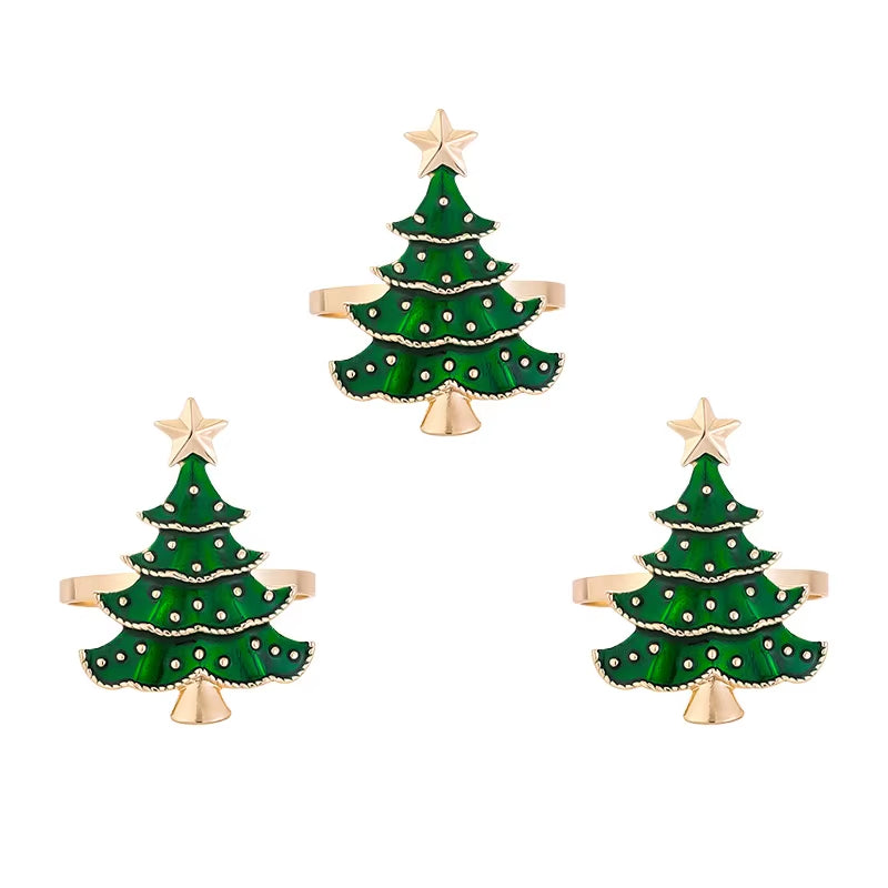 Elegant Christmas Napkin Rings - Set of 1/6 Pcs - Festive Tree Ornaments for Holiday Table Decor & New Year Celebrations