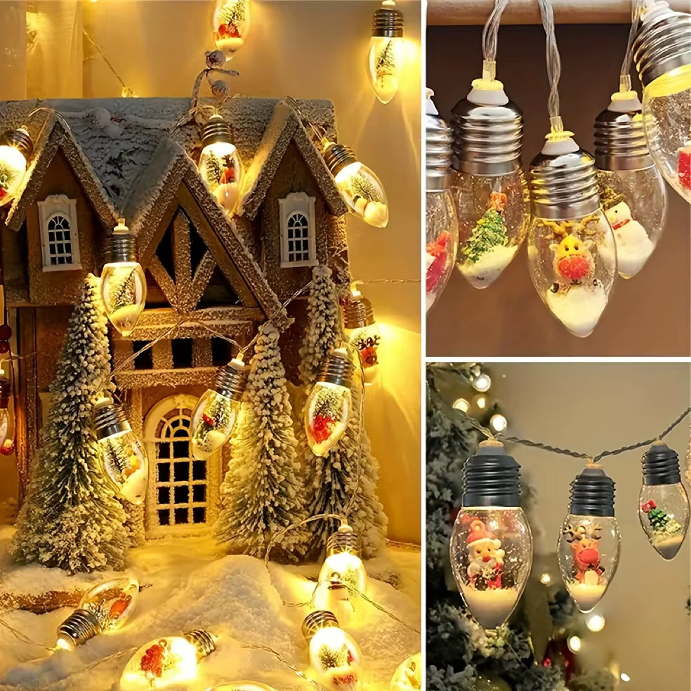 Enchanting 10LED Snow Globe Fairy Lights - Ideal for Festive Christmas Decor & Holiday Gatherings, Indoor/Outdoor Versatility