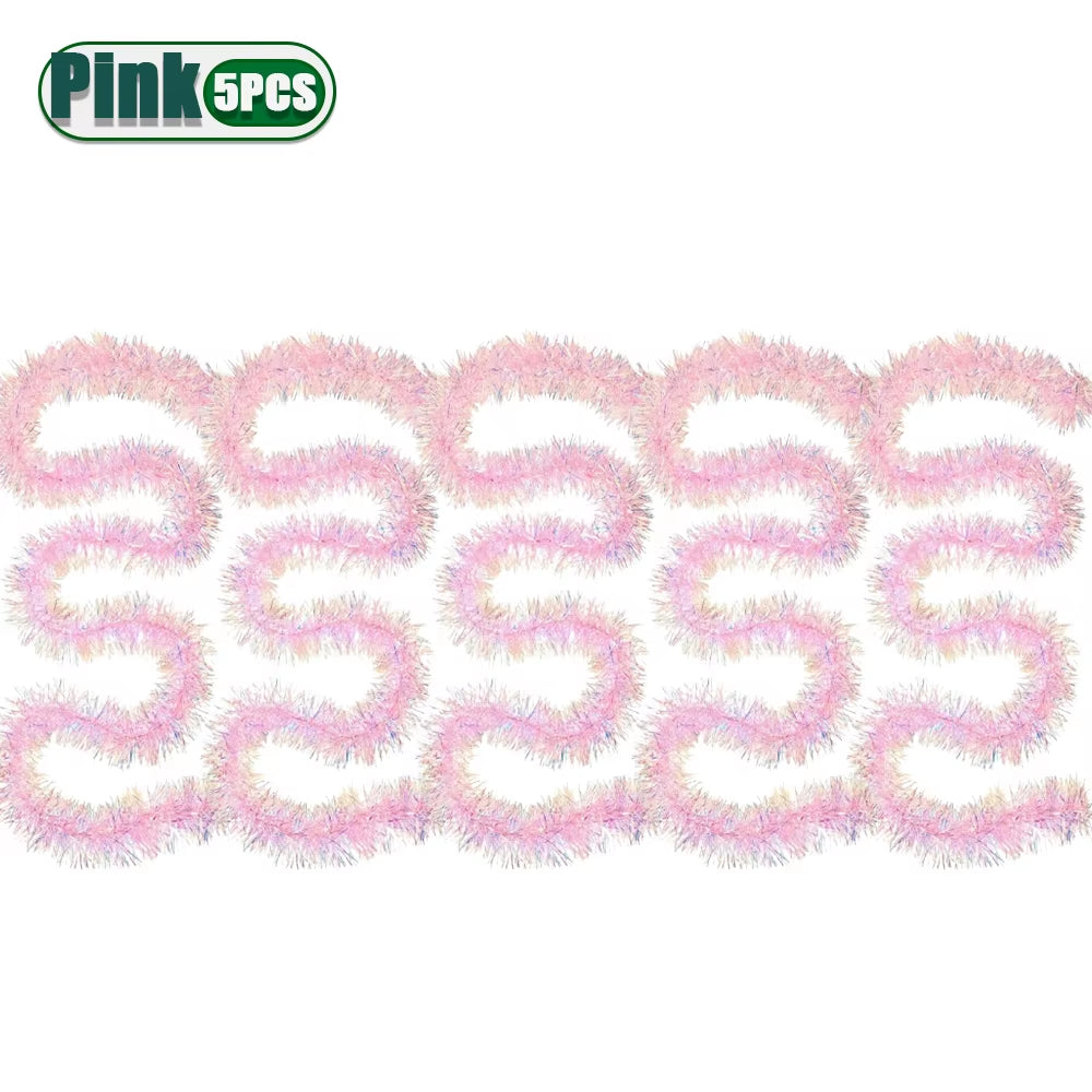 Stunning 78.7 Inch Pink Tinsel Garland - Sparkling Metallic Glitter for Christmas, Weddings, Birthdays & Holiday Home Decor (1-10PCS)