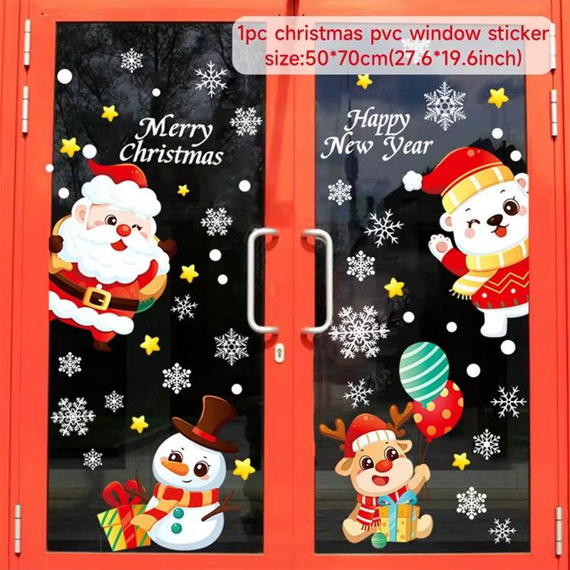 Merry Christmas Window Stickers - Festive Decorations for Home & Kids Room - New Year 2026 Wall Stickers