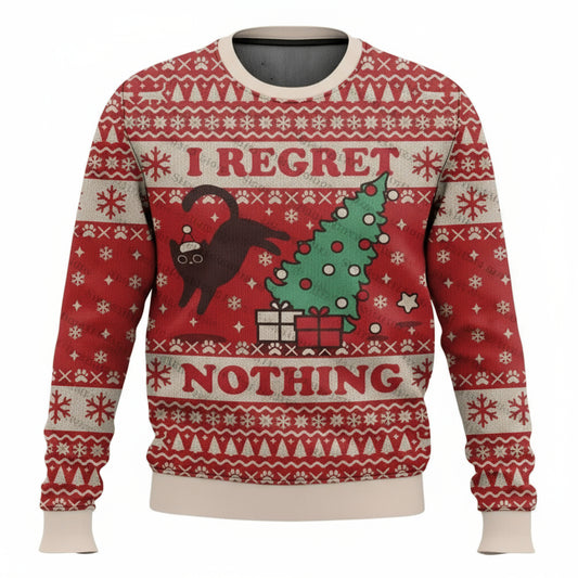 On the Naughty List & Loving It! Funny Cat Ugly Christmas Sweater for Men & Women - Perfect Holiday Pullover for 2026