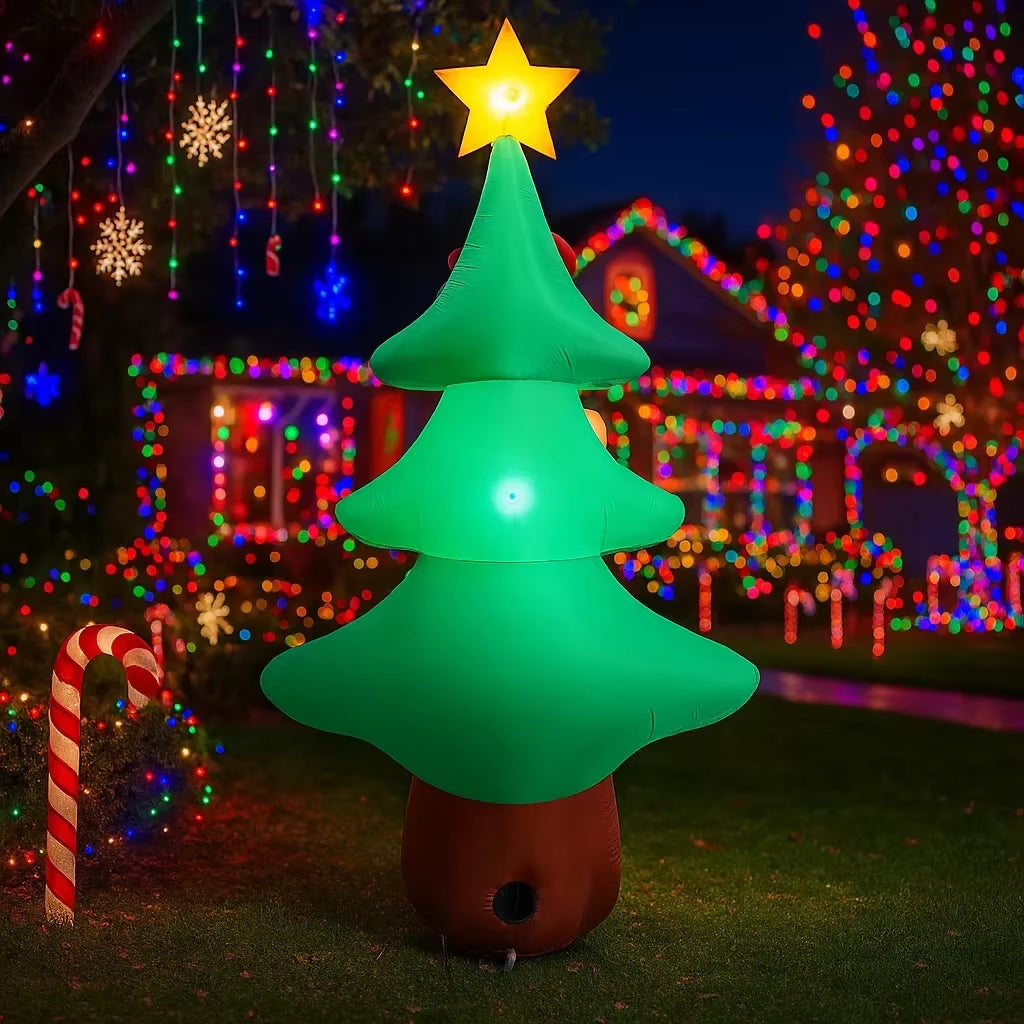 5.9FT Inflatable LED Christmas Tree - Eye-Catching Outdoor Holiday Decoration for Your Yard and Party!