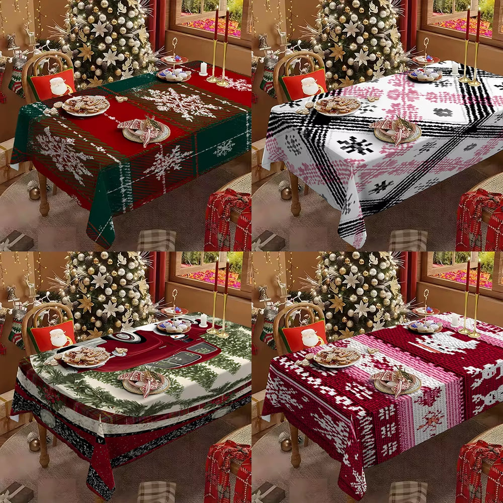 Vibrant Starry Patchwork Christmas Tablecloth - Perfect for Festive Dining Room Decor!