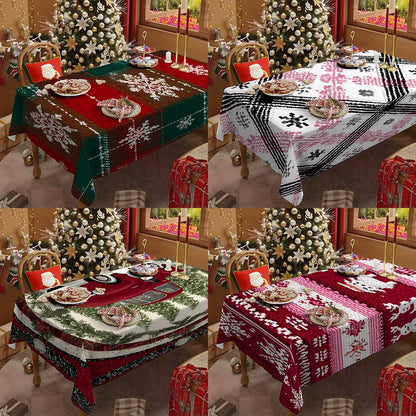 Vibrant Starry Patchwork Christmas Tablecloth - Perfect for Festive Dining Room Decor!