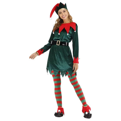 Enchanting Christmas Elf Costume Set - Green Santa Claus Role Play Outfit for Festive Parties