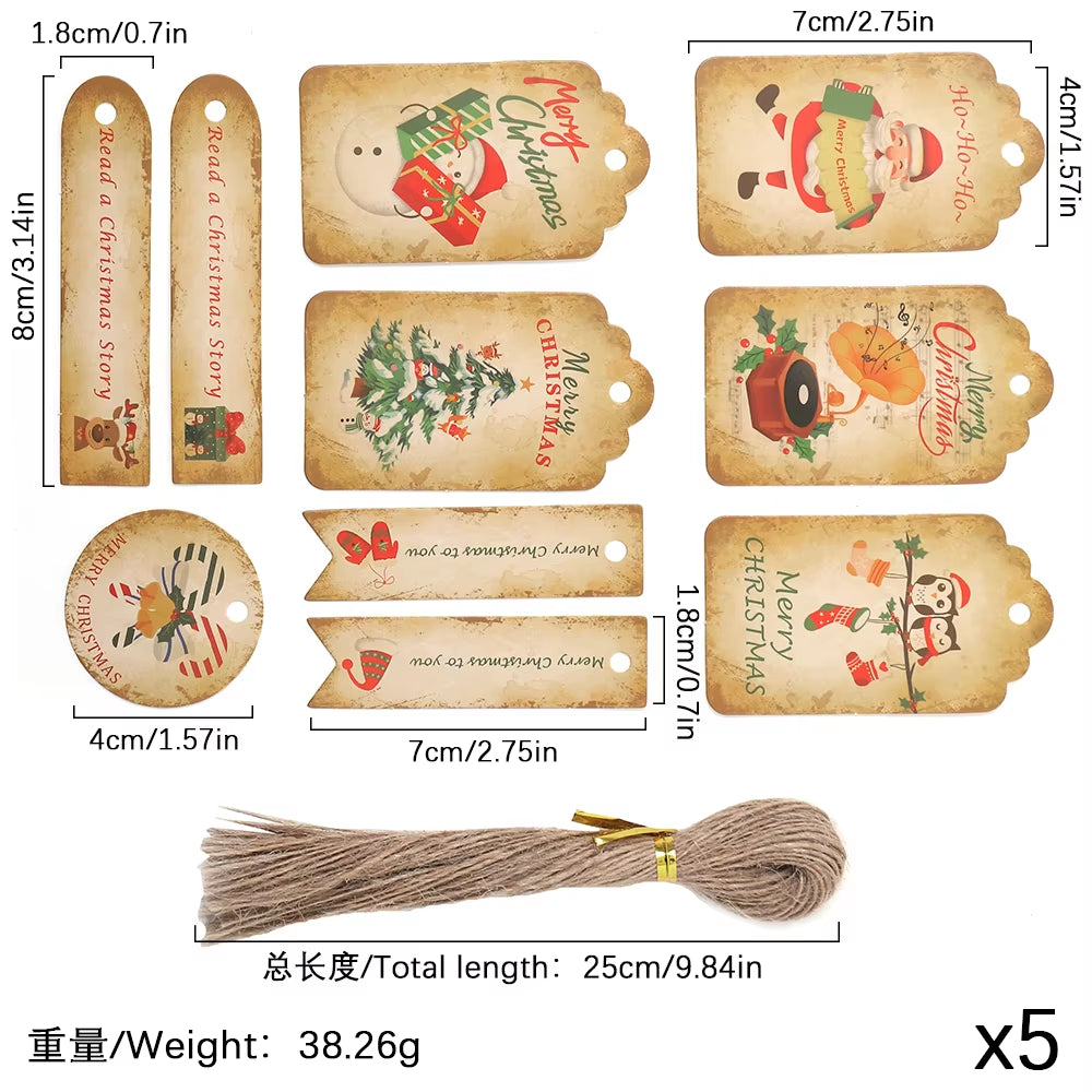 50Pcs Santa Claus Paper Card Christmas Tree Ornaments - Festive Hanging Decorations for Home Decor & DIY Party Supplies