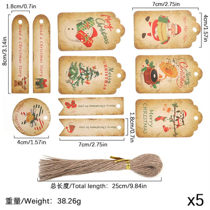 50Pcs Santa Claus Paper Card Christmas Tree Ornaments - Festive Hanging Decorations for Home Decor & DIY Party Supplies