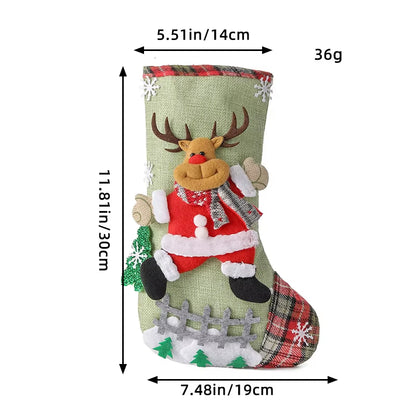 Festive 30CM 3D Santa Claus & Elk Knitted Christmas Stockings - Perfect for Holiday Gift Giving & Decoration!