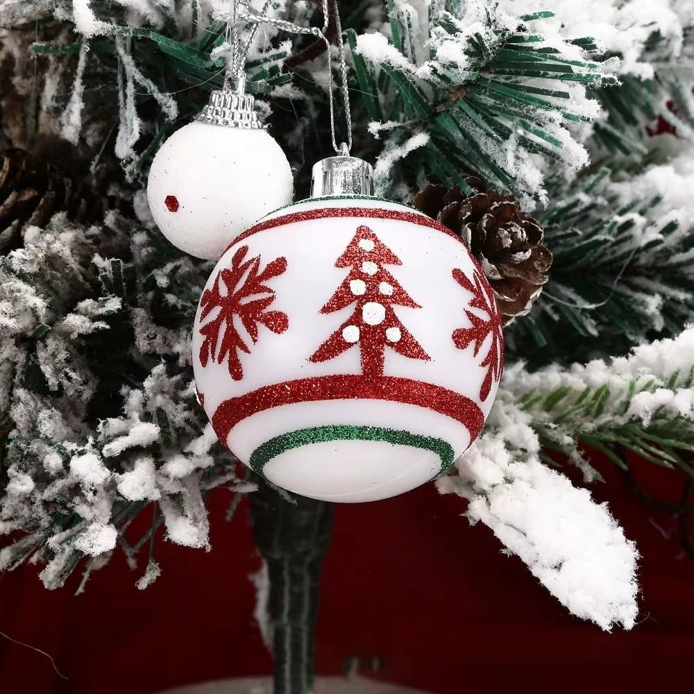 6-Piece 6cm Colorful Plastic Christmas Ball Set - Festive Tree Ornaments for a Joyful Holiday Atmosphere