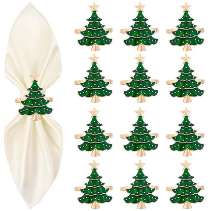 Elegant Christmas Napkin Rings - Set of 1/6 Pcs - Festive Tree Ornaments for Holiday Table Decor & New Year Celebrations