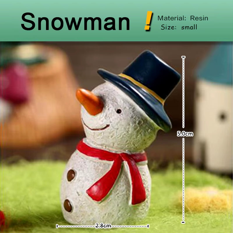 Festive Miniature Christmas Tree Figurines - Snowman, Santa, Bear & Deer for Dollhouse & Garden Decor