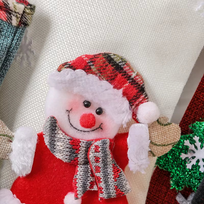 Festive 30CM 3D Santa Claus & Elk Knitted Christmas Stockings - Perfect for Holiday Gift Giving & Decoration!