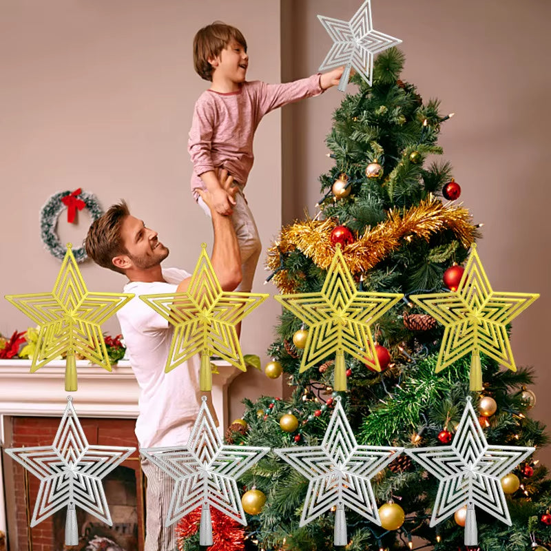 Dazzling Gold Multi-Layered Star Christmas Tree Topper - Shatterproof Holiday Ornament