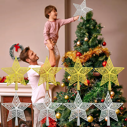 Dazzling Gold Multi-Layered Star Christmas Tree Topper - Shatterproof Holiday Ornament