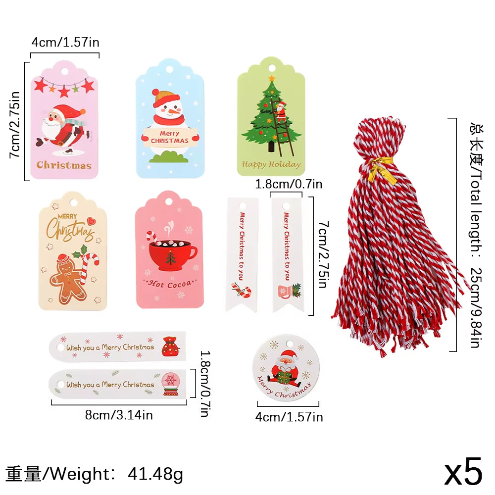 50Pcs Santa Claus Paper Card Christmas Tree Ornaments - Festive Hanging Decorations for Home Decor & DIY Party Supplies