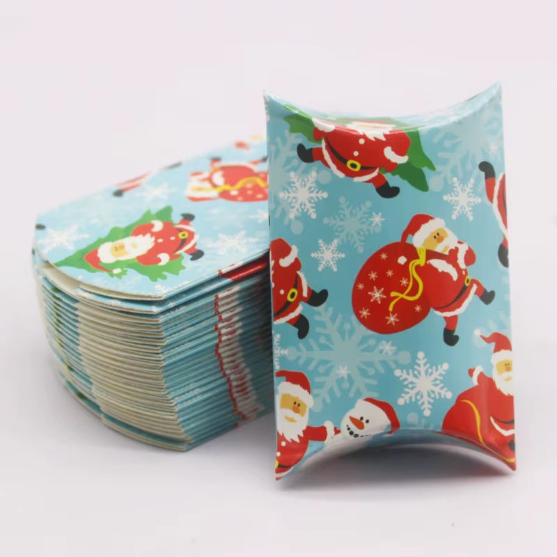 10 Pcs Large DIY Handmade Pillow Boxes with Windows - Elegant White/Leather Gift Packaging for Christmas and Special Occasions