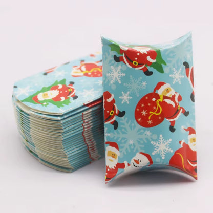 10 Pcs Large DIY Handmade Pillow Boxes with Windows - Elegant White/Leather Gift Packaging for Christmas and Special Occasions