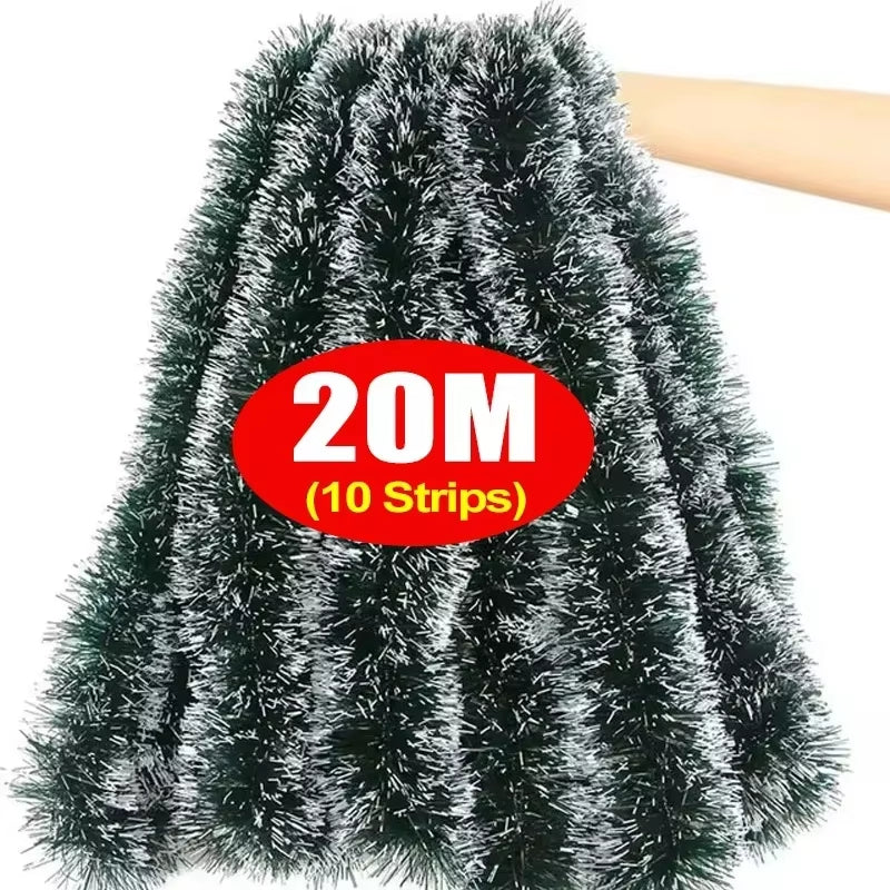 Festive Green Tinsel Ribbons Garland - Perfect for Christmas Trees, Wreaths, Weddings, and Holiday Decor