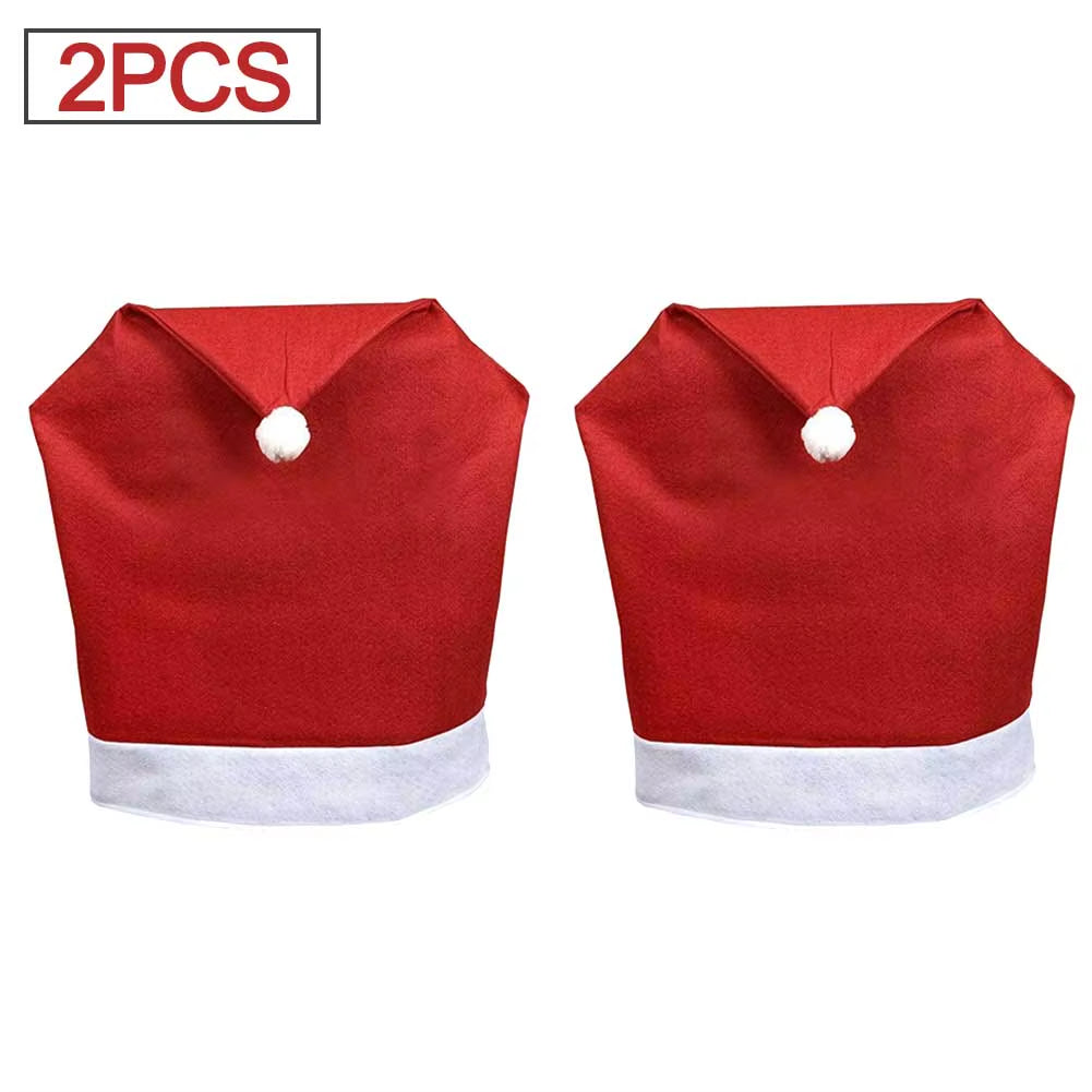 Festive Red Non-Woven Christmas Chair Covers - Perfect for Holiday Dining & Party Decor