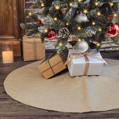 Rustic Burlap Christmas Tree Skirt - 90/120Cm Farmhouse Jute Decor for Fall and Thanksgiving