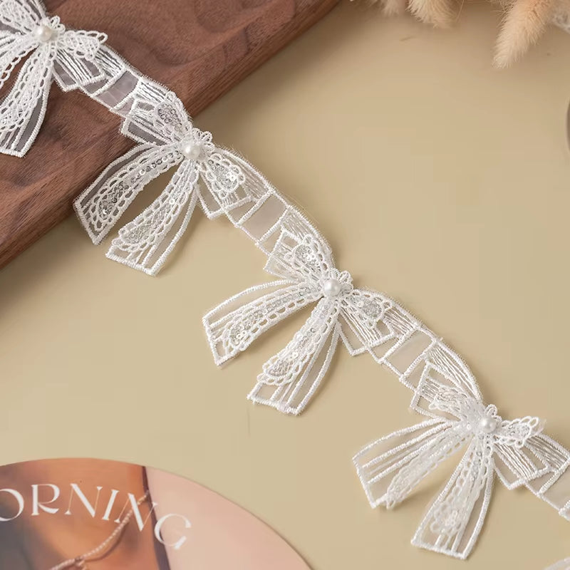 Elegant 3D Butterfly Lace Trim with Rhinestones - Perfect for Wedding Dresses, DIY Crafts, and Floral Decor!