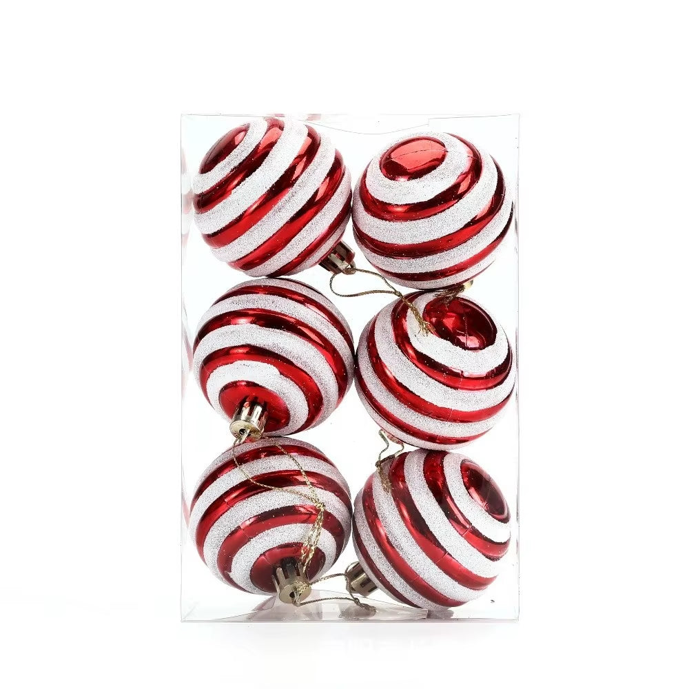 6-Piece 6cm Colorful Plastic Christmas Ball Set - Festive Tree Ornaments for a Joyful Holiday Atmosphere