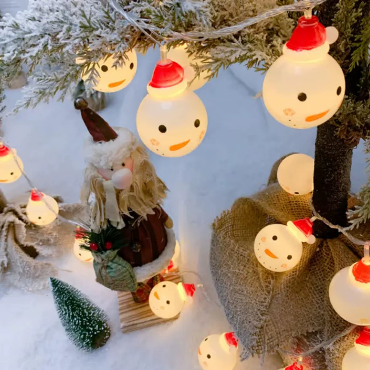 Magical 10/20 LED Fairy Lights with Adorable Bear, Joker, and Snowman Designs - Battery-Powered Christmas Tree String Lights for Enchanting Indoor Holiday Decor