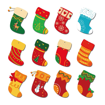 12Pcs Creative Christmas Stocking Hanging Decorations for Festive Party & Tree Scene