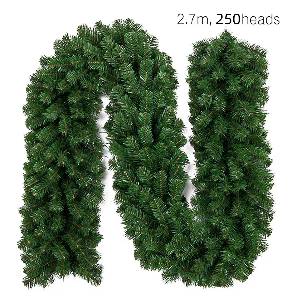 2.7M Festive Artificial Rattan Wreath with Pine Tree - Perfect Christmas Decoration for Kids and Home