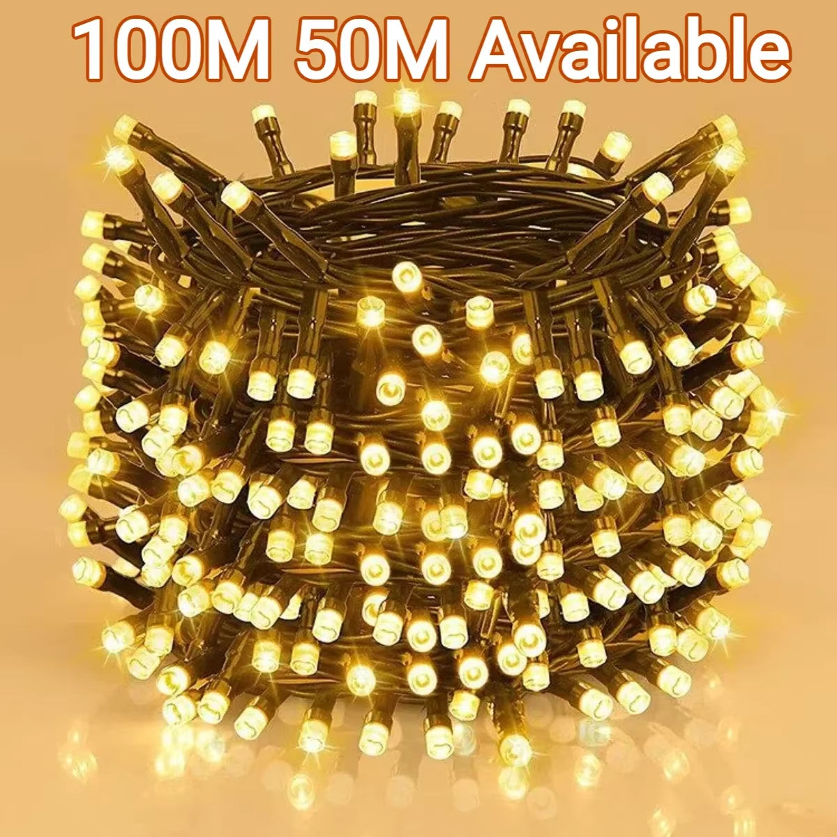 Twinkle Star LED String Lights - 100M/50M Waterproof with 8 Lighting Modes for Outdoor Garden, Lawn & Christmas Decor