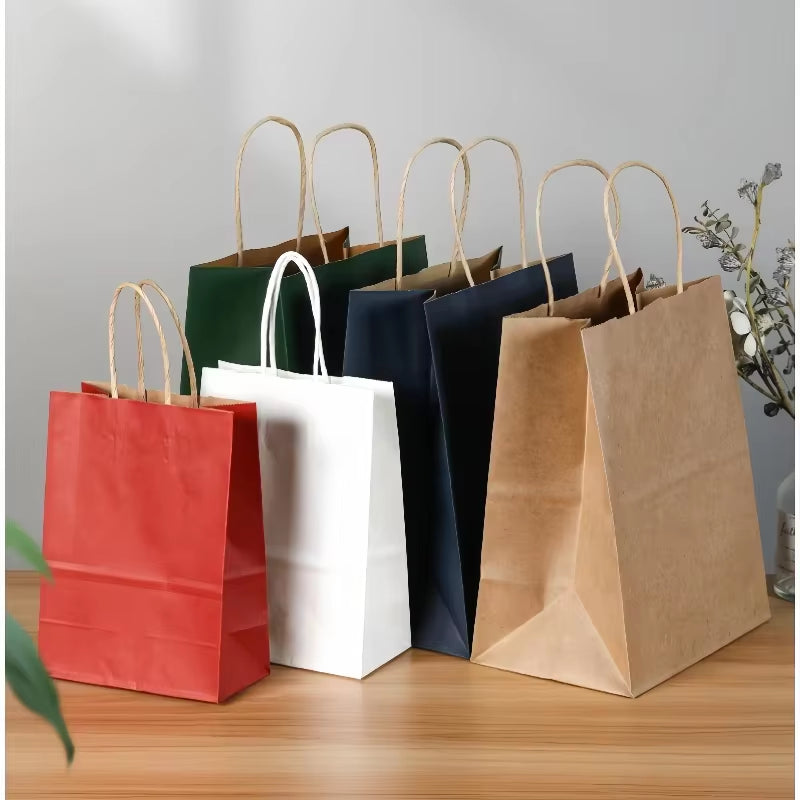 Vibrant Kraft Paper Gift Bags - Perfect for Holidays, Birthdays, Weddings & Parties - Set of 10/30 Pcs