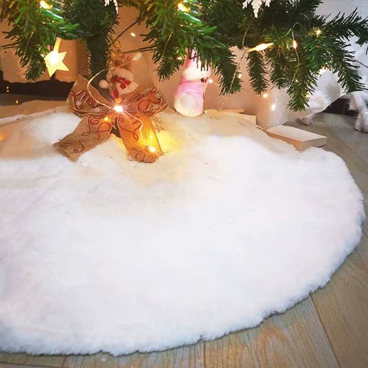 Luxurious White Faux Fur Christmas Tree Skirt - 78/90/122Cm Plush Holiday Decoration for 2023 Navidad Home Decor