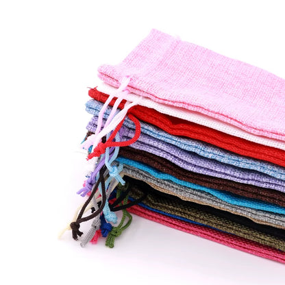 10-Pack Handmade Natural Burlap & Cotton Linen Drawstring Gift Bags - Perfect for Weddings, Christmas, Jewelry & More!