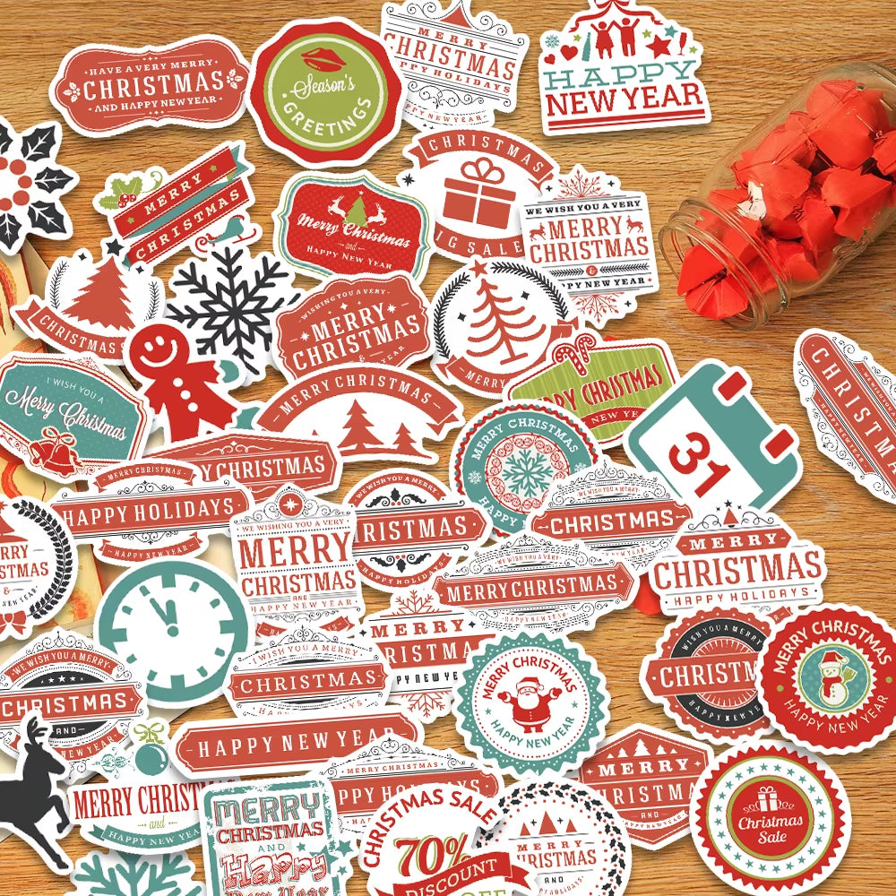 45PCS Adorable Christmas Stickers - Snowman, Santa Claus & Gingerbread Man for Festive Celebrations!