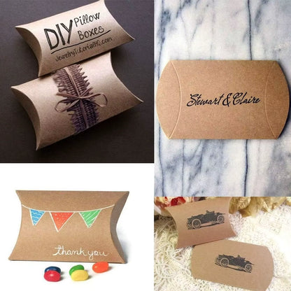50 Premium Kraft Pillow Boxes with 20M Jute Twine - Perfect for Gifts, Weddings, Parties, Birthdays & Holidays!