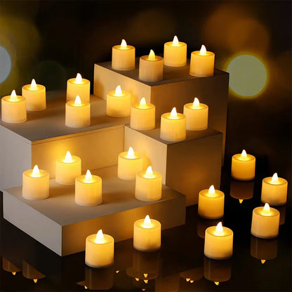 Set of 12 Flameless LED Tea Lights - Warm White Creative Candles for Halloween, Weddings, and Christmas Decor