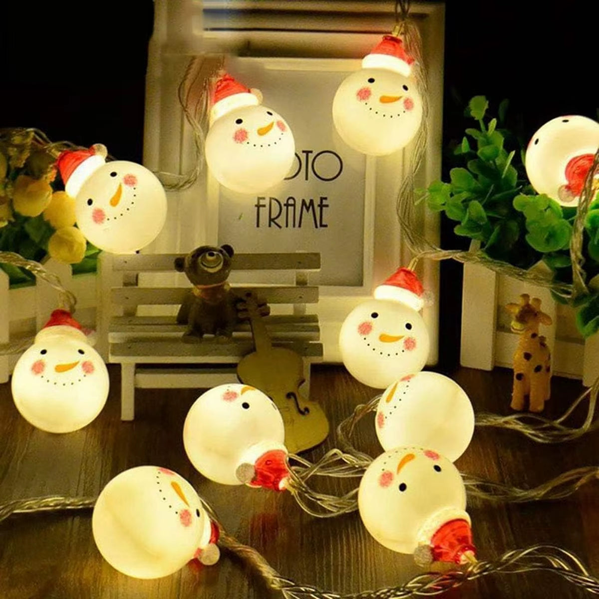 Magical 10/20 LED Fairy Lights with Adorable Bear, Joker, and Snowman Designs - Battery-Powered Christmas Tree String Lights for Enchanting Indoor Holiday Decor