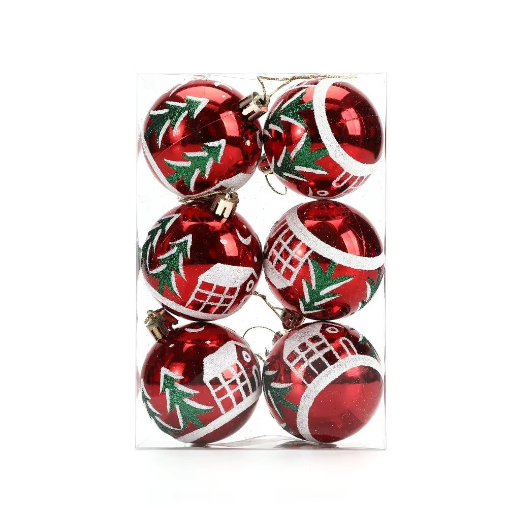 6-Piece 6cm Colorful Plastic Christmas Ball Set - Festive Tree Ornaments for a Joyful Holiday Atmosphere