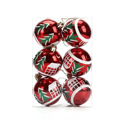 6-Piece 6cm Colorful Plastic Christmas Ball Set - Festive Tree Ornaments for a Joyful Holiday Atmosphere