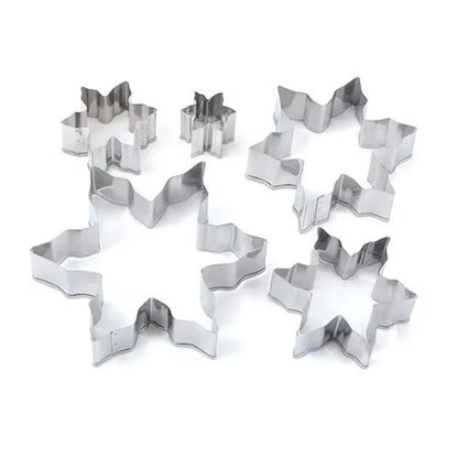 5-Piece Stainless Steel Snowflake Cookie Cutter Set - Perfect for Christmas Baking and Fondant Decorating!