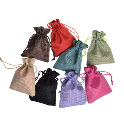 10-Pack Handmade Natural Burlap & Cotton Linen Drawstring Gift Bags - Perfect for Weddings, Christmas, Jewelry & More!