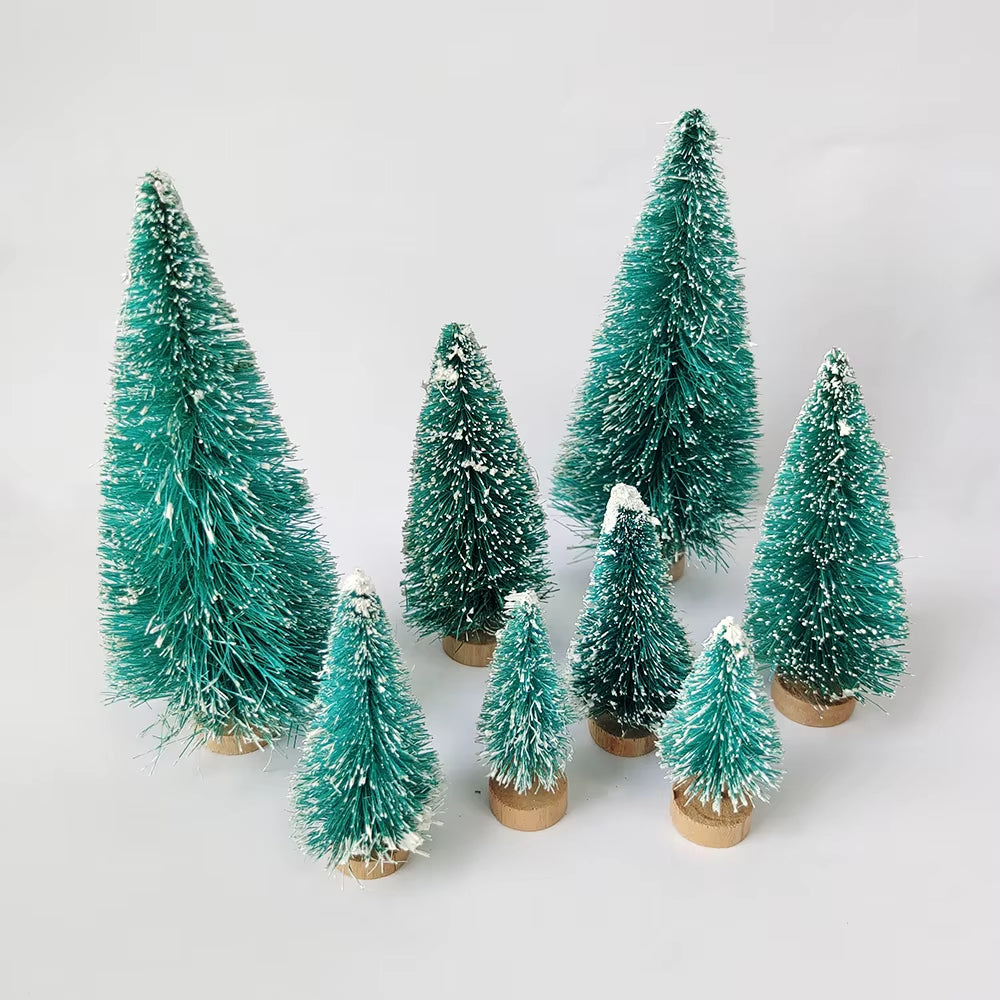 Mini Christmas Trees Set - 5/8 Pcs Small Artificial Cedar Pine Sisal Tabletop Decorations for Merry Christmas Parties