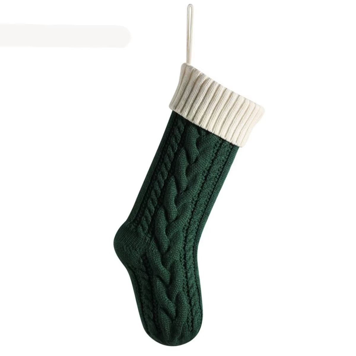Larger 46CM Classic Green/Red Knitted Christmas Stockings - Perfect for Holiday Decor and Family Celebrations!