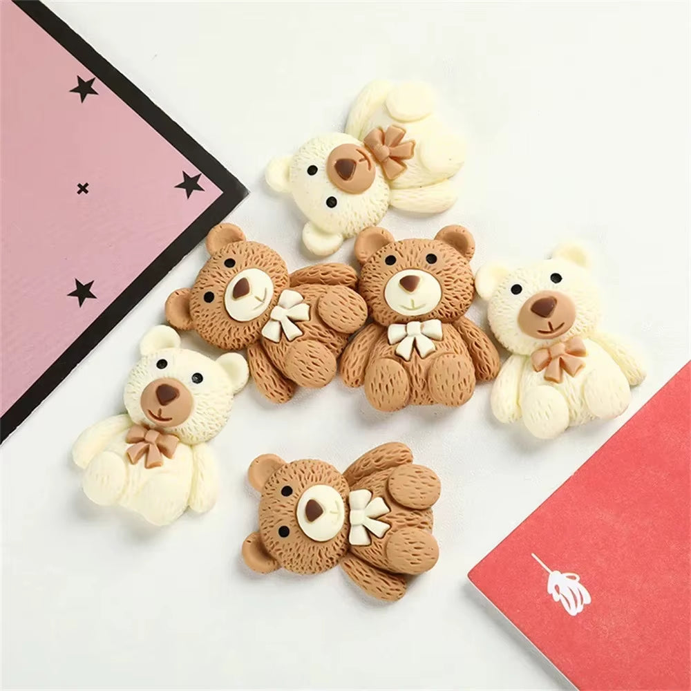 Adorable Cartoon Beige Coffee Bear Resin Cabochons - 10-100 Pcs for Phone Decor, Scrapbooking, DIY Crafts & Hair Bows!
