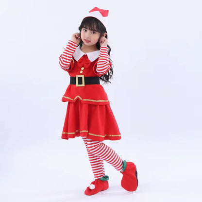 Adorable Christmas Elf Costume Set for Kids - Fun Cosplay Outfits with Skirts, Pants, and Hats - Perfect Holiday Gifts!