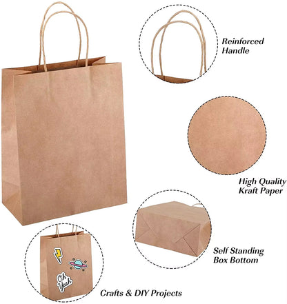 Vibrant Kraft Paper Gift Bags - Perfect for Holidays, Birthdays, Weddings & Parties - Set of 10/30 Pcs